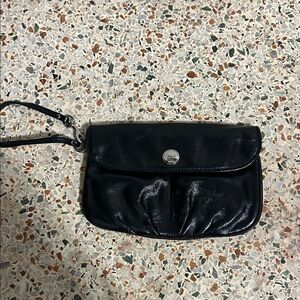 Coach Black Leather Wristlet Clutch